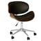 Armen Living Daphne Modern Office Chair In Chrome Finish with Black Faux Leather And Walnut Veneer Back LCDAOFCHBL - alternate 1